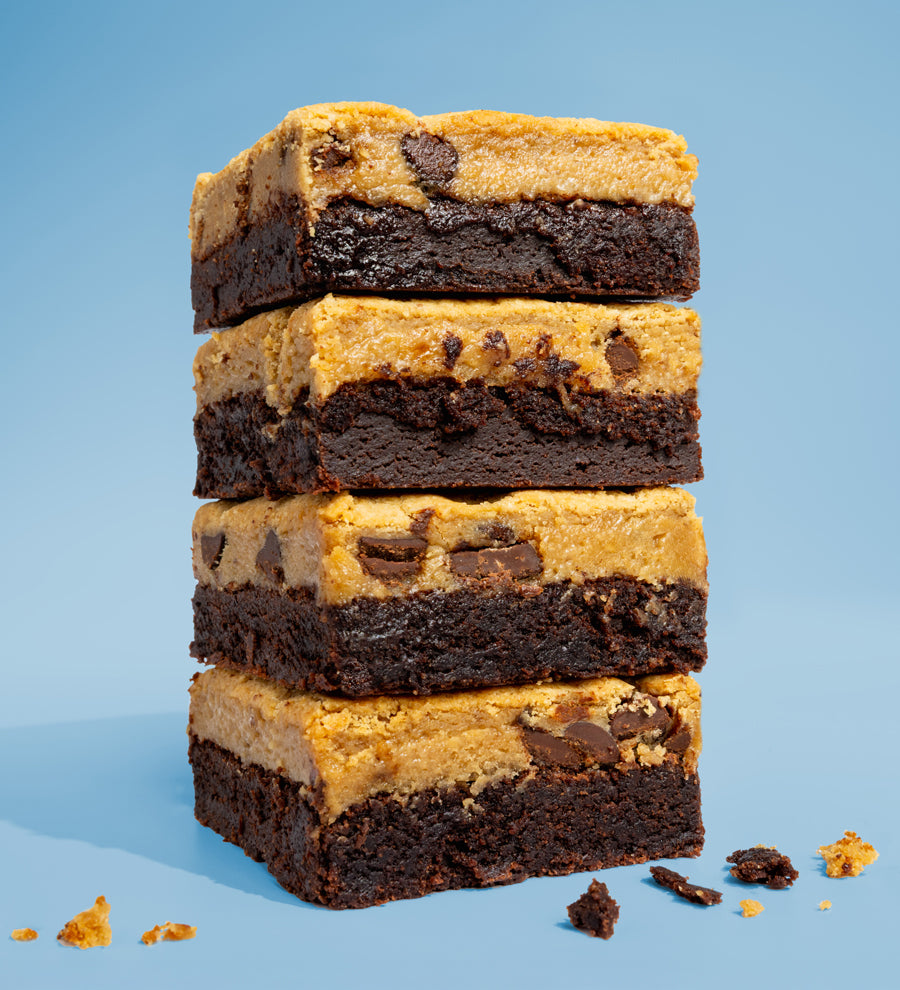 Image of four stacked Killer Brownie Brookie brownies
