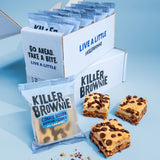 Image of Killer Brownie branded box containing six Individually Wrapped Cookie Dough Brownies with Caramel