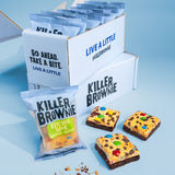 Image of Killer Brownie branded box containing six Individually wrapped Kitchen Sink Brownies