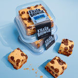 Image of two Killer Brownie 4 Bite Plastic containers containing Cookie Dough with Caramel Brownies