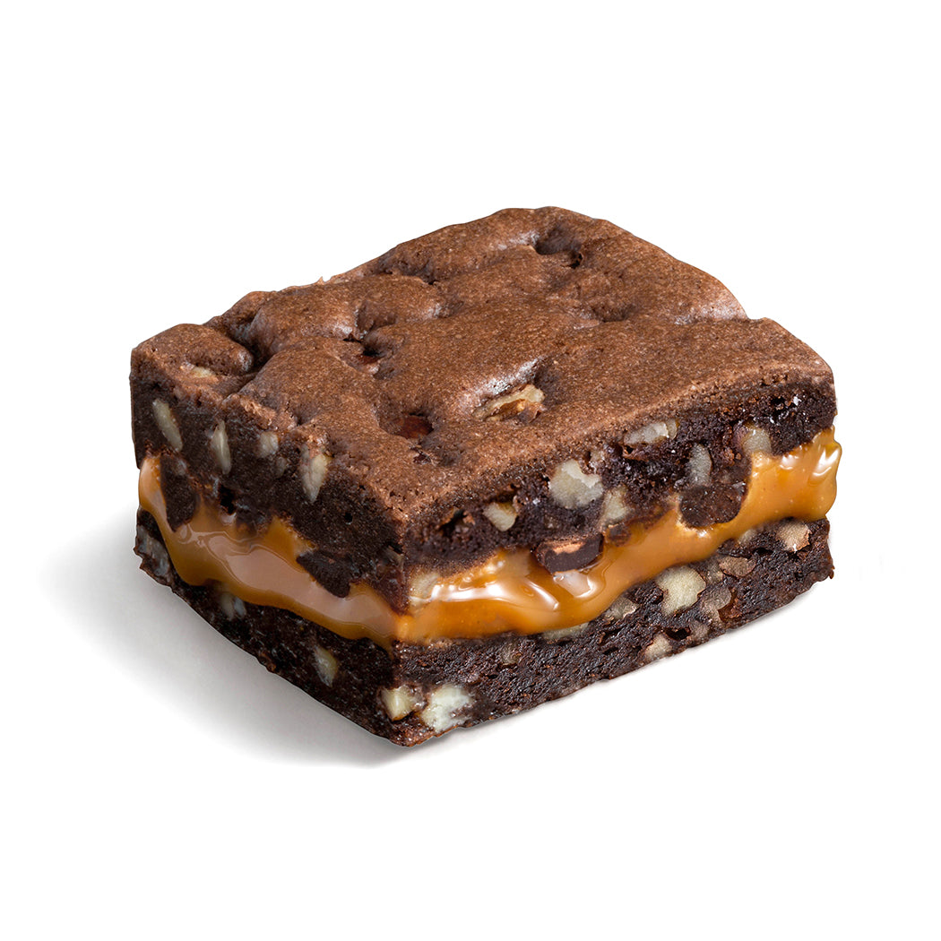 Killer Brownie Original Chocolate Brownie with Walnuts with Caramel Layer bite square